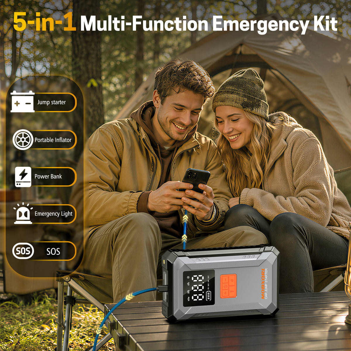 Portable Jump Starter with Air Compressor 3000A 12V 150PSI Tire Inflator