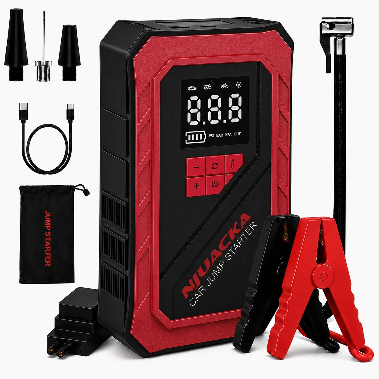 Car Jump Starter with Air Compressor 3000A 12V 150PSI Tire Inflator