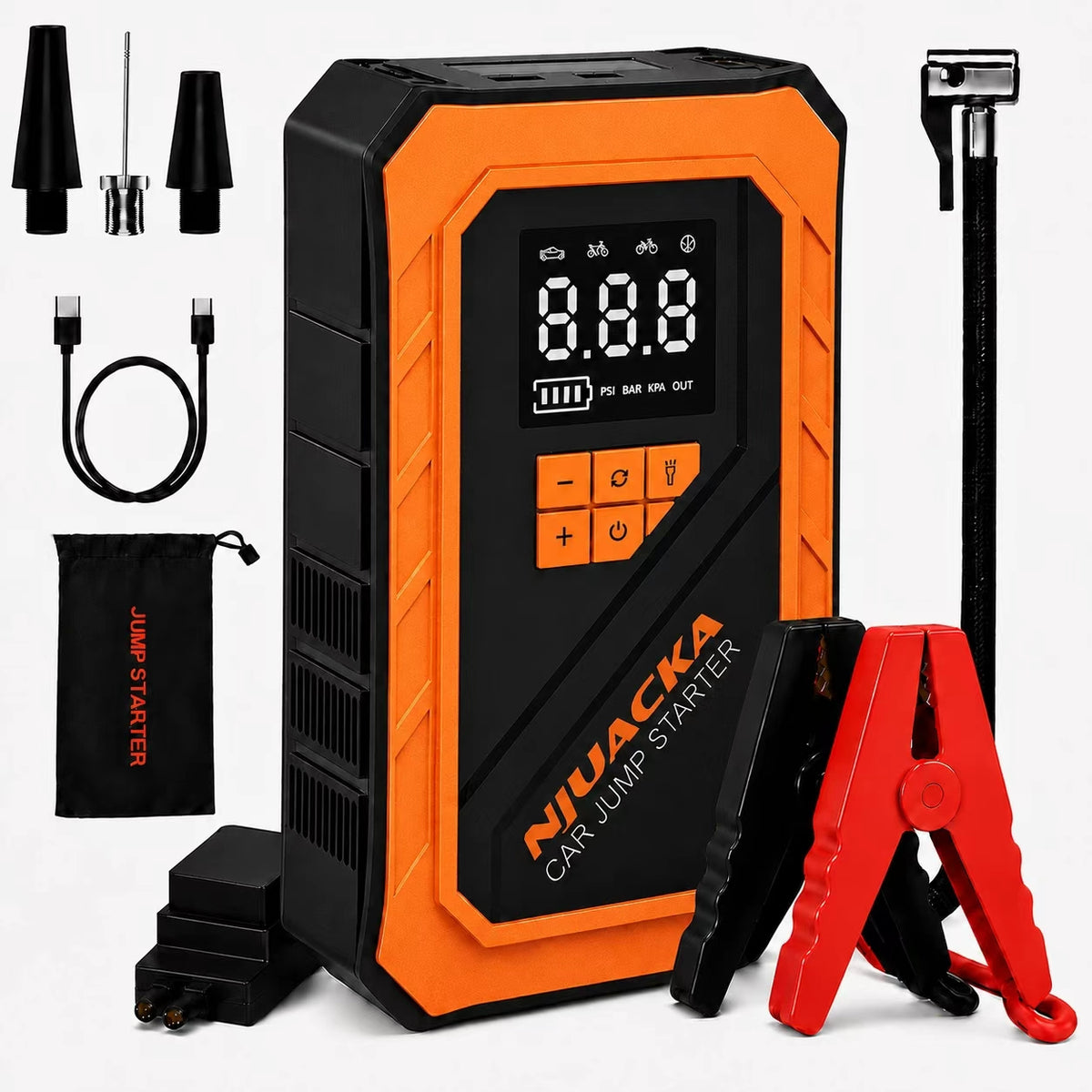 Car Jump Starter with Air Compressor 3000A 12V 150PSI Tire Inflator