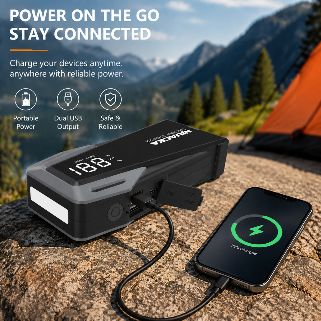 Car Jump Starter 1000A Lithium Battery Booster Pack, Portable Jump Box