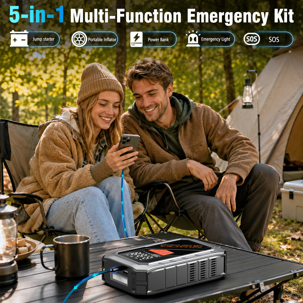 Car Jump Starter with Air Compressor 3000A 12V 150PSI Tire Inflator