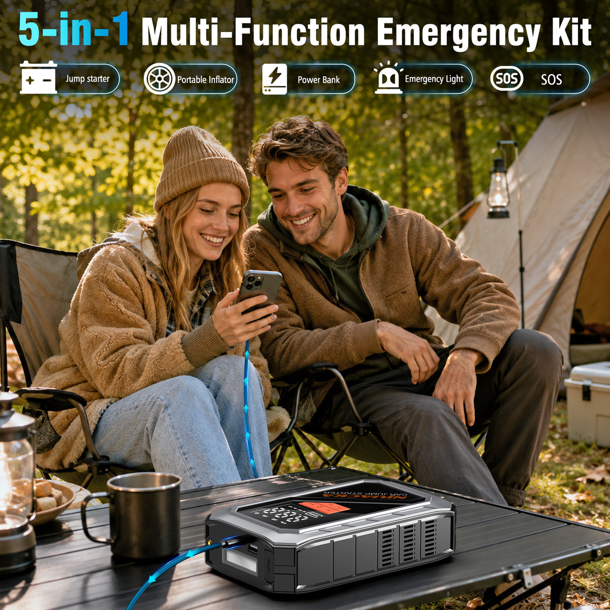 Car Jump Starter with Air Compressor 3000A 12V 150PSI Tire Inflator