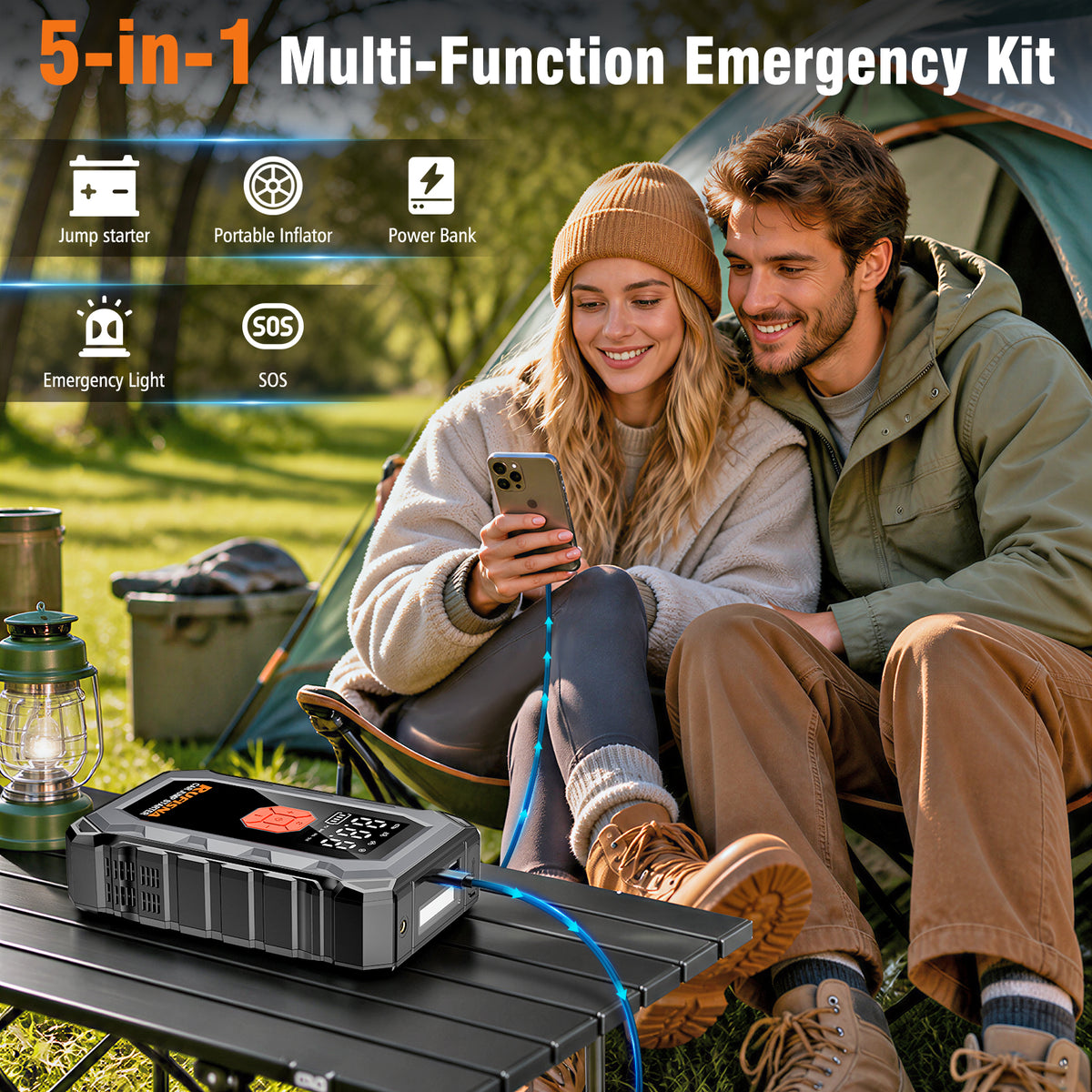 Car Jump Starter with Air Compressor 3000A 12V 150PSI Tire Inflator