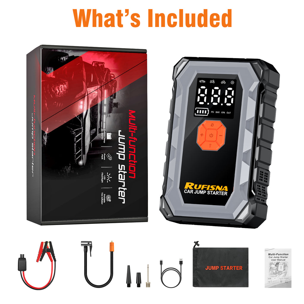 Car Jump Starter with Air Compressor 3000A 12V 150PSI Tire Inflator